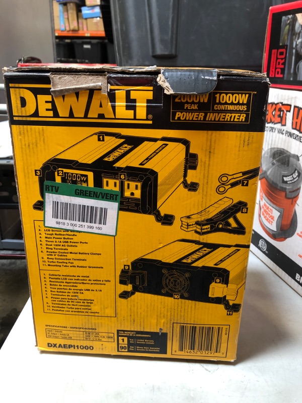 Photo 2 of DEWALT DXAEPI1000 Power Inverter 1000W Car Converter & DXAEPI140 Power Inverter 140W Car Converter: 12V DC to 120V AC Power Outlet with Dual 3.1A USB Ports Car Converter + Car Converter