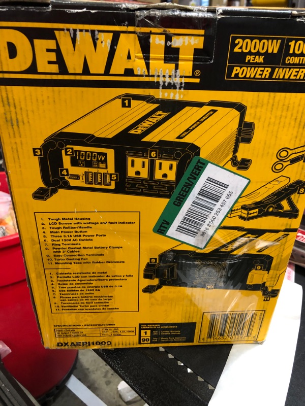 Photo 2 of DEWALT DXAEPI1000 Power Inverter 1000W Car Converter & DXAEPI140 Power Inverter 140W Car Converter: 12V DC to 120V AC Power Outlet with Dual 3.1A USB Ports Car Converter + Car Converter