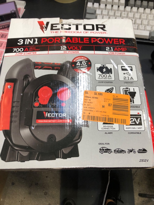 Photo 1 of 700 Peak Amp Jump Starter, One USB Charging Port, Rechargeable