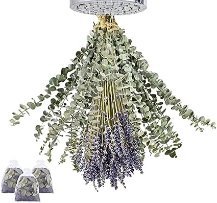 Photo 1 of 120 pcs Large Dried Eucalyptus with Lavender , 100% Natural Dried Eucalyptus Lavender, Eucalyptus Branches Lavender for Shower, Decor(17'' Tall)