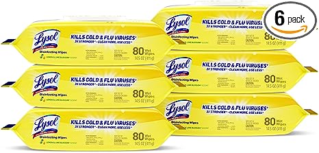 Photo 1 of 6pack Lysol® Disinfecting Wipes, Lemon And Lime Blossom, 7" x 8", 17.7 Oz, 80 Wipes Per Flat Pack