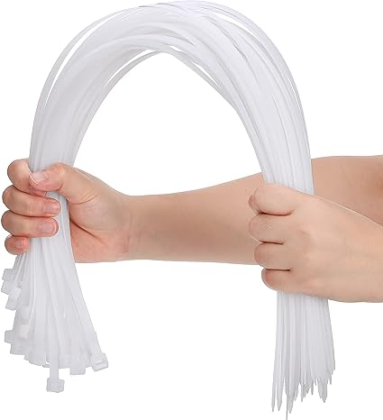 Photo 1 of 100 Pcs Zip Ties Cable Ties Heavy Duty Wire Ties Zip Ties for Indoor and Outdoor Binding Fences, Awnings Tying, Branches Bundling of Crops (White, 26 Inch)