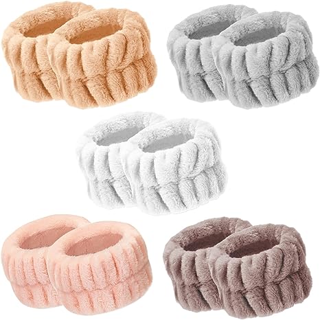 Photo 1 of Gosalisu 5 Pairs Wristbands for Washing Face Microfiber Wrist Spa Washband Wrist Towels for Washing Face Wrist Sweatband for Women Girls Prevent Liquid from Spilling Spa Wash Towel Band, Face Washing