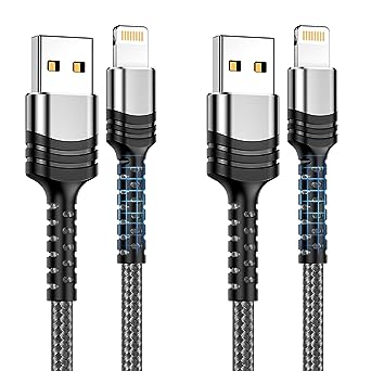 Photo 1 of 2023 Upgraded Lightning Cable iPhone Charger Cords, [2Pack 6ft] Nylon Braided Apple MFi Certified USB A to Lightning Charging Cable for iPhone 13 12 11 Mini Pro XR Xs Max X SE 8 7 6 Plus - Grey