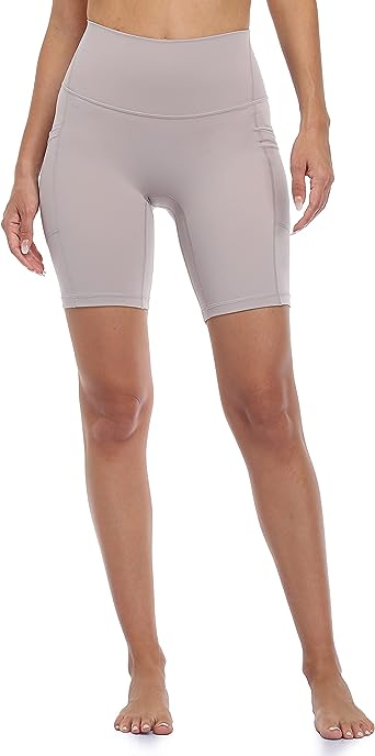 Photo 1 of Colorfulkoala Women's High Waisted Seamless Biker Shorts with Pockets 8" Inseam Workout & Yoga Tights