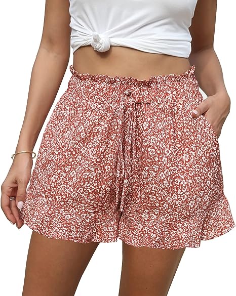 Photo 1 of SIZE MED 
Visit the BTFBM Store
BTFBM Women's Summer Shorts 2023 Floral Elastic High Waisted Belted Casual Beach Ruffle Short Lounge Pants with Pockets