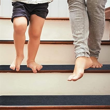 Photo 1 of  Carpet Stair Treads for Wooden Steps (15 Pack) - Non-Slip Safety Rug with Soft Plush Comfort - Skid Resistant Indoor Runner for Kids, Elders, and Pets - Reusable Adhesive - Coffee Liquor