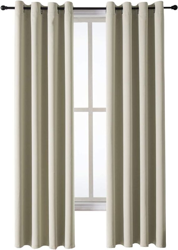 Photo 1 of  Grommet Room Darkening Curtains for Bedroom and Living Room - 2 Panels Set Thermal Insulated Blackout Curtains (Beige, 52W x 84L)
Size:52W x 84L