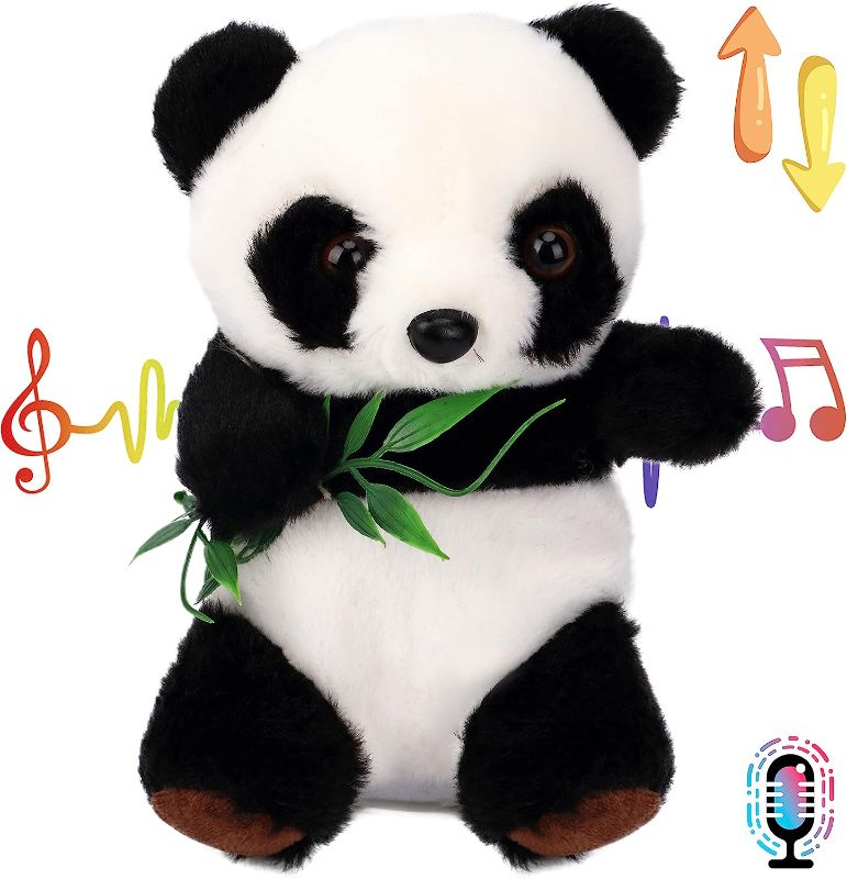 Photo 1 of Hopearl Talking Panda Repeats What You Say Nodding Electric Interactive Animated Toy Speaking Plush Buddy Gift for Toddlers, 7''