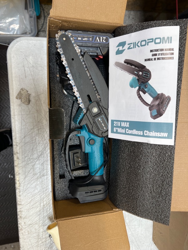 Photo 1 of Hand Saw Pruning Tree Branches Electric Pruning with Rechargeable Battery & Chain, Yard Work Power Tool Gift, Can Replace Electric Pruning Shears to Trim Branches (2 Batteries&2 Chains) 6inch-BlueB