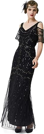 Photo 1 of BABEYOND 1920s Flapper Cocktail Dress Long Evening Dress Floor-Length Sequin Gown Gatsby Party