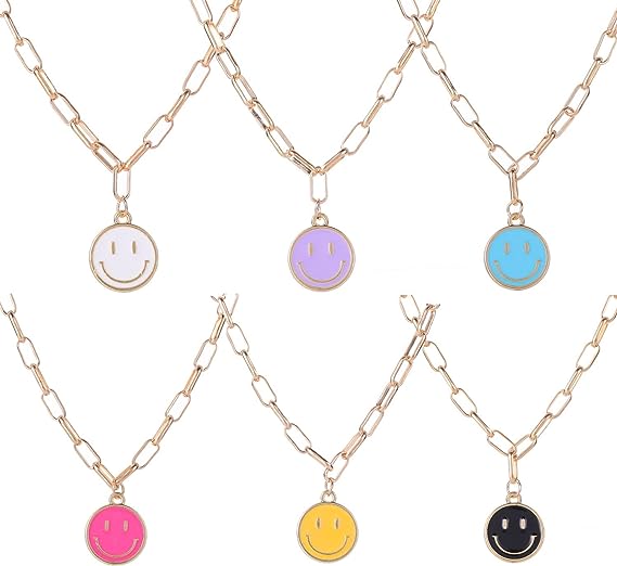 Photo 1 of 6pcs Cute smiley pendant necklace for girls preppy jewelry necklace set for ladies