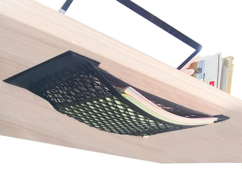 Photo 1 of WELPIRT Under Desk Organizer, Large Self-adhesive Under Desk Storage Net, 21.6 x 10 Inches

