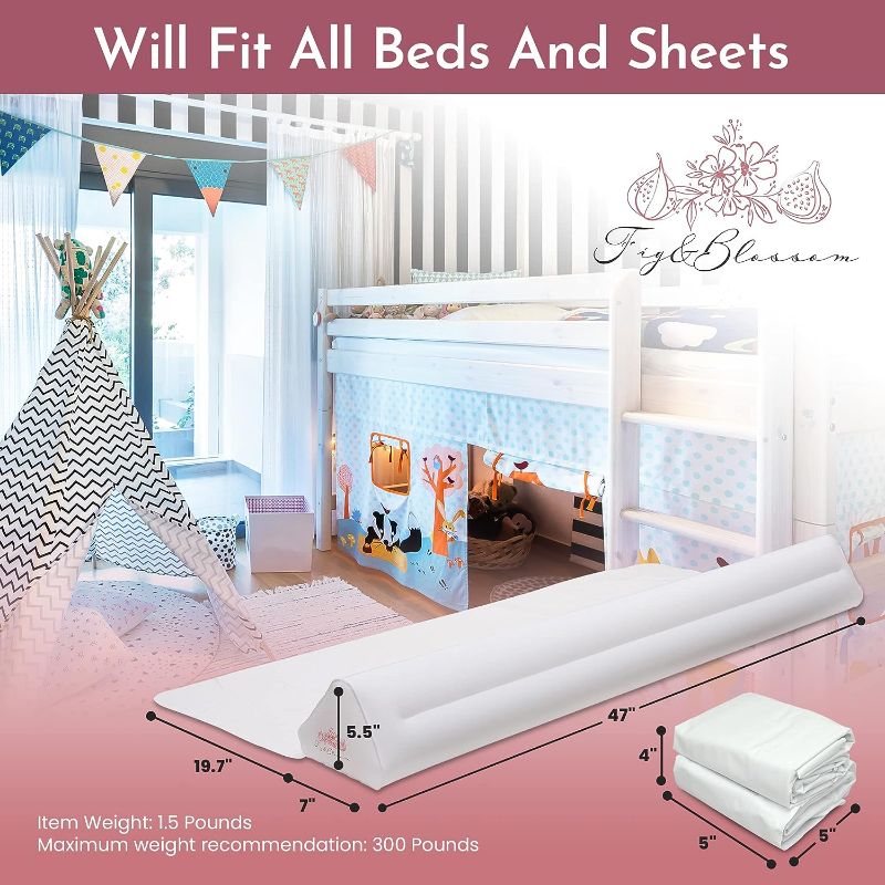 Photo 1 of [2-Pack] Inflatable Bed Rail with Pump for Toddlers, Kids, Elderly - TPU Travel Bed Bumpers for Toddlers and Kids - Blow-up Bed Bumper with Safety Flap - King, Queen, Full, Twin Bed Safety Guard
