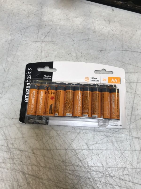 Photo 1 of Amazon Basics 20 Pack AA Alkaline Batteries - Blister Packaging 20 Count (Pack of 1)