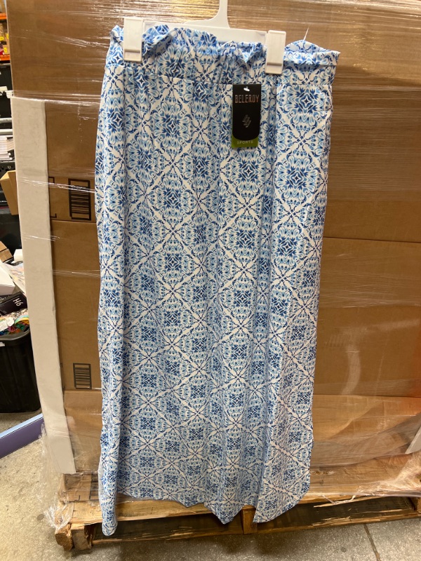 Photo 2 of BELE ROY Elastic High Waist Maxi Skirt for Women with Pockets Long Length Skirts with Ruffle Design at Waist