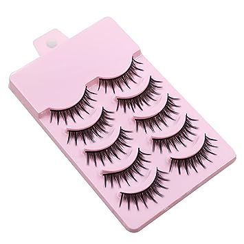 Photo 1 of AUGENLI 5 Pairs Manga Lashes Natural Look 15mm Wispy Eye Lashes Japanese Style Cosplay lashes Spiky Anime Lashes Extension Tools (09)