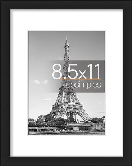 Photo 1 of  8.5x11 Picture Frame, Display Pictures 6x8 with Mat or 8.5x11 Without Mat, Wall Hanging Photo Frame, Black, 5 Pack