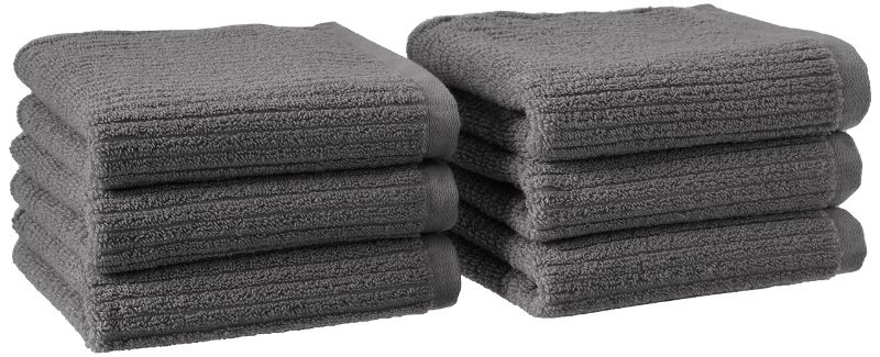 Photo 1 of Amazon Aware 100% Organic Cotton Plush Bath Towels - Washcloths, 6-Pack, Dark Gray Dark Gray Washcloth (Pack of 6)