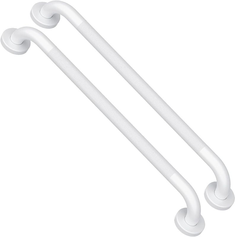 Photo 1 of 2 Pack 24 Inch Oil Rubbed White Shower Grab Bars w/Anti-Slip knurled Grip, iMomwee Stainless Steel Wall Mount Bathroom Safety Balance Handrail, Handicap Elderly Senior Assist Textured Grab Bar Handle
