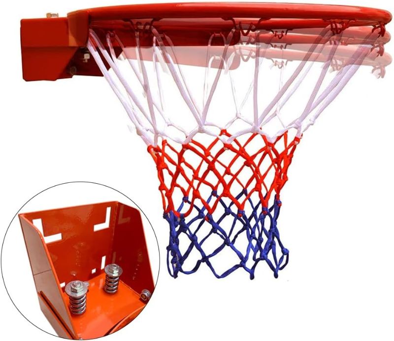 Photo 1 of 18 inch Standard Double Spring Flex Reinforced Wall Mounted Basketball Rim, Two Nylon Nets Include One Nightlight Basketball Net