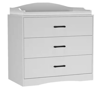 Photo 1 of 3-Drawer White Wooden Chest of Drawers Storage Dresser Storage Organizer Freestanding Cabinet 35.4 in. W x 35.4 in. H
