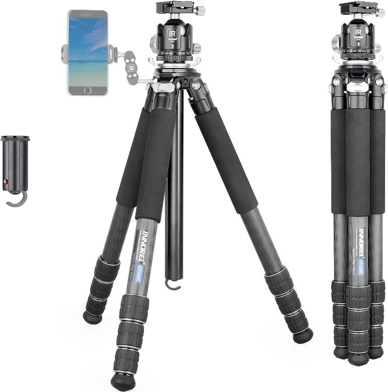 Photo 1 of Carbon Fiber Tripod-INNOREL GT324C Professional Compact Tripod for DSLR Camera Heavy Duty Stand with Low Gravity Center Ball Head Special-Shaped Center Column Max Load 55lbs/25kg
