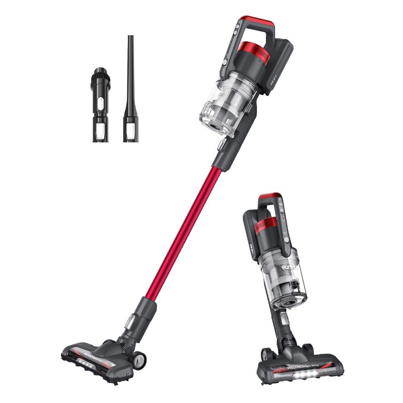 Photo 1 of Eureka RapidClean Pro Lightweight Cordless Vacuum Cleaner, Convenient Stick and Handheld Vac, Red,Black Red Vacuum Cleaner