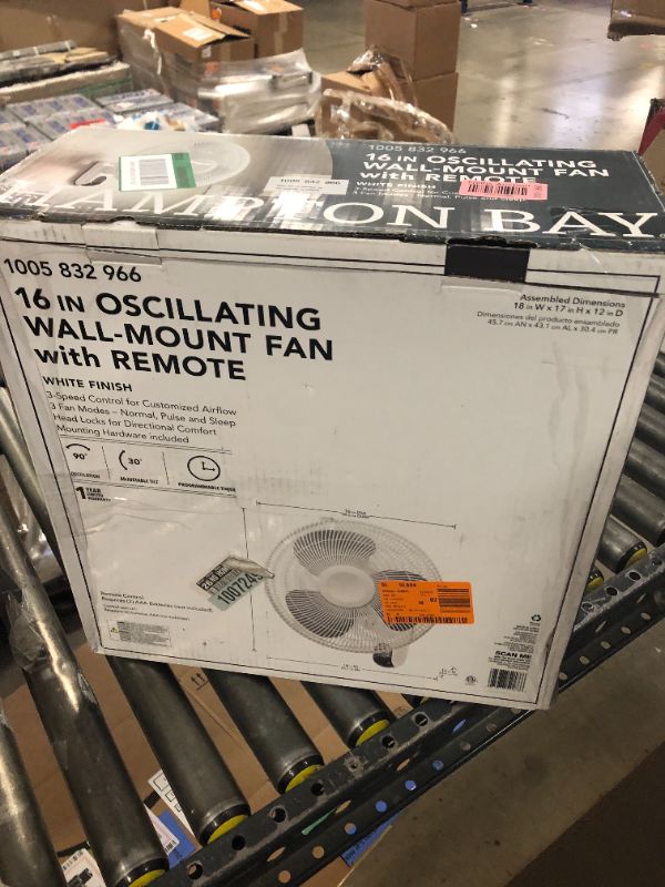 Photo 2 of 16 in. Indoor Wall Mount Fan with Remote