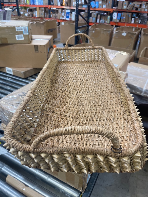 Photo 2 of 32"L x 13"W x 4"H Decorative Hand-Woven Basket, * WARPED/BENT OUT OF ORIGINAL SHAPE * 