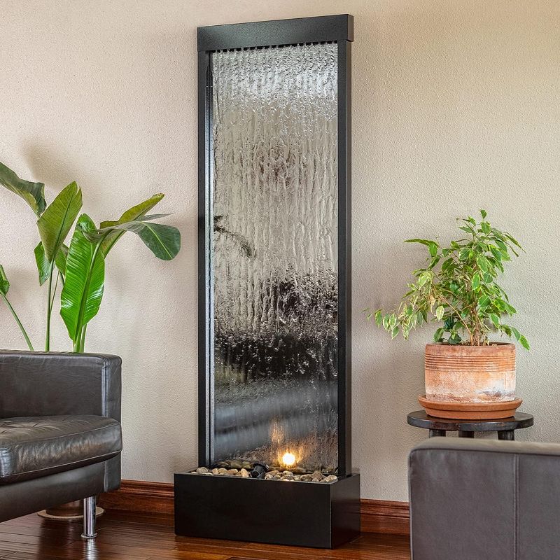 Photo 1 of Alpine Corporation MLT102 Mirror *BOX 2 OF 2; INCOMPLETE* Waterfall Fountain with Stones and Light, 72 Inch Tall, Silver
