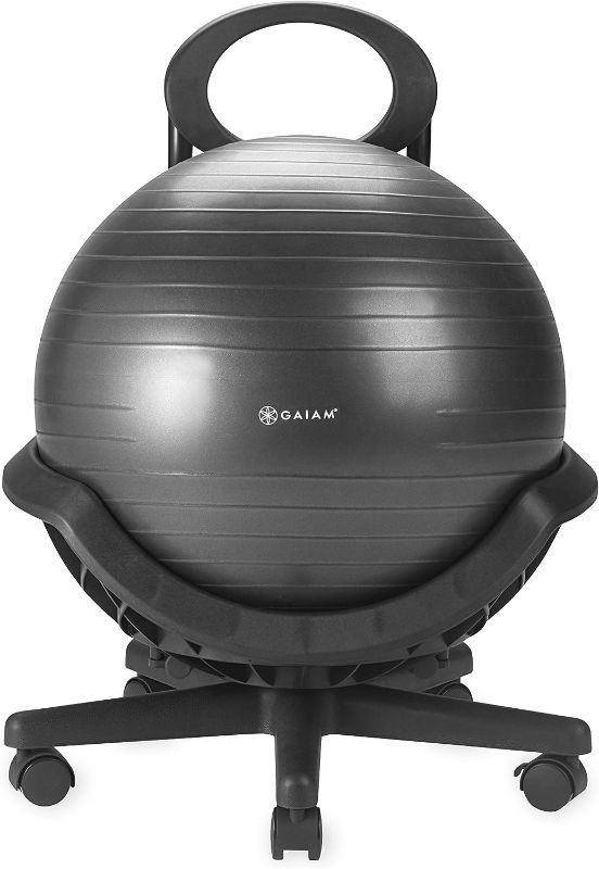 Photo 1 of Gaiam Ultimate Balance Ball Chair (Standard or Swivel Base Option) - Premium Exercise Stability Yoga Ball Ergonomic Chair for Home and Office Desk - 52cm Anti-Burst Ball, Air Pump, Exercise Guide
