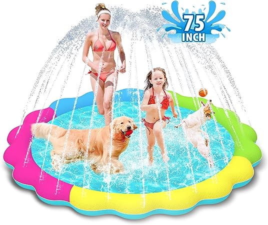 Photo 1 of 
Raxurt Dog Splash Pad, 75in Anti-Slip Dog Pool Splash Pad for Dogs Kids 0.55mm Thickened Durable Bath Pool Pet Summer Outdoor Water Toys Backyard Fountain...
Size:75in