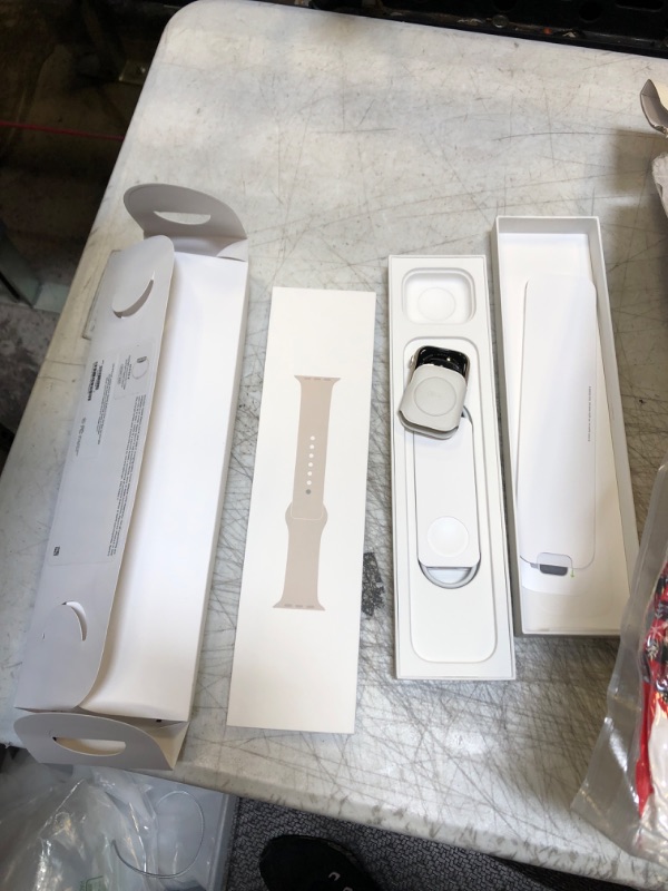 Photo 2 of Apple Watch Series 8 [GPS 45mm] Smart Watch w/Starlight Aluminum Case with Starlight Sport Band - S/M. Fitness Tracker, Blood Oxygen & ECG Apps, Always-On Retina Display, Water Resistant 45mm S/M - fits 140–190mm wrists 45mm Starlight Aluminium Case w Sta