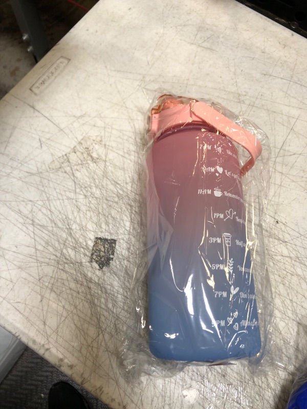 Photo 2 of 64 oz (2L) Motivational Water Bottle (Pink/Purple)