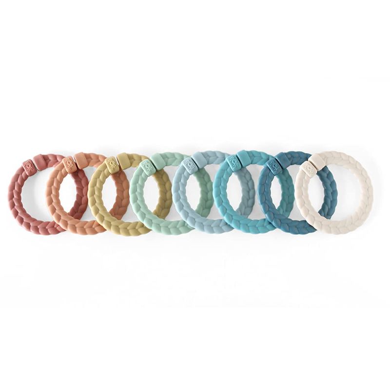 Photo 1 of Itzy Ritzy Linking Ring Set; Set of 8 Braided, Rainbow-Colored Versatile Linking Rings; Attach to Car Seats, Strollers & Activity Gyms; Rainbow
