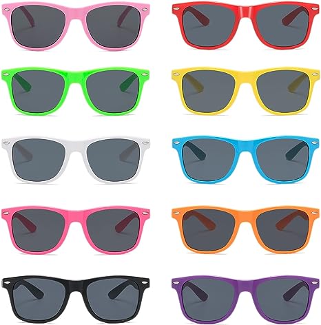 Photo 1 of 10 Pack Neon Colors Classic Sunglasses Party Favor Supplies Unisex 80's Retro Sunglasses