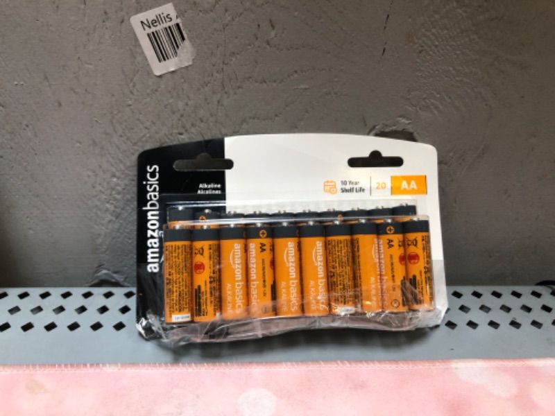 Photo 1 of Amazon Basics 20 Pack AA Alkaline Batteries - Blister Packaging 20 Count (Pack of 1)