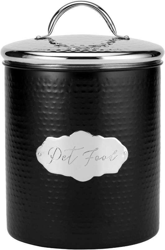 Photo 1 of 
Amici Pet Cavalier Metal Canister Treats Jar, 118 Fluid Ounces, Black and Silver
