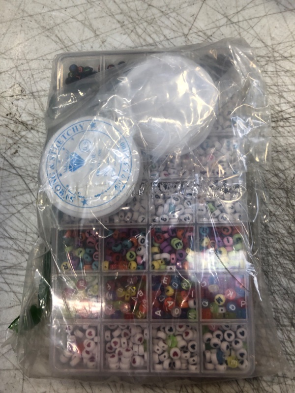 Photo 1 of  5 Colors Letter Alphabet Beads and Number Heart Beads Round Flat and Crystal Line for Jewelry Making