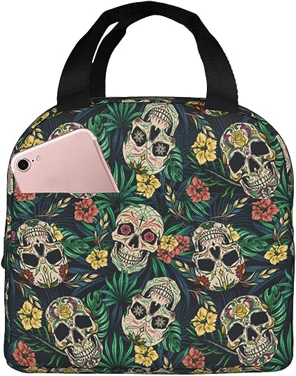 Photo 1 of Flower Sugar Skull Insulated Lunch Bag Women, Reusable Leakproof Lunch Box for Women, Lunchbox Cooler Bag Lunch Tote for Adults Women