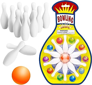 Photo 1 of 4  Sets Mini Bowling Game Mini Tabletop Bowling Set Mini Hilariously Fun Bowling Games Includes 10 Miniature Pins and 1 Ball Portable for Christmas Party Favors Goodie Bag Fillers Prizes Sport