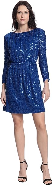 Photo 1 of Donna Morgan Women's Ruched Long Sleeve Sequin Dress size 10
