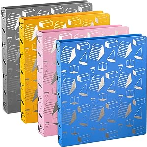 Photo 1 of Comix 3 Ring Binders with 2 Pockets and 5 Dividers, Decorative Round Ring Binder 1 inch Hold US Letter Size Paper, 4-Pack (Assorted Colors)