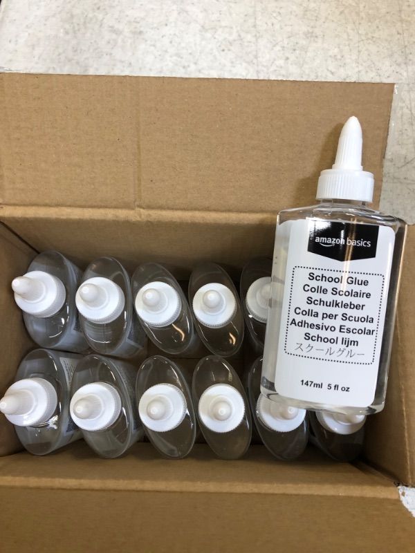 Photo 2 of Amazon Basics Washable Liquid School Glue, 5 oz Bottle, Clear, 12-Pack school glue clear 12-Pack
