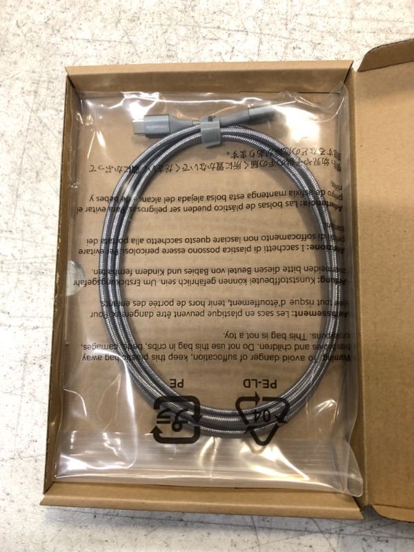 Photo 2 of Amazon Basics USB-C to USB-A 2.0 Fast Charging Cable, Nylon Braided Cord, 480Mbps Transfer Speed, 6 Foot, Dark Gray 6 Feet Type-A 2.0 Dark Grey