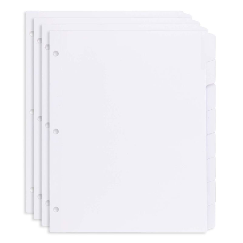 Photo 1 of Amazon Basics 8-Tab Binder Divider, White Label Dividers with Easy Peel, 4-Pack White 4-Pack 8-Tab