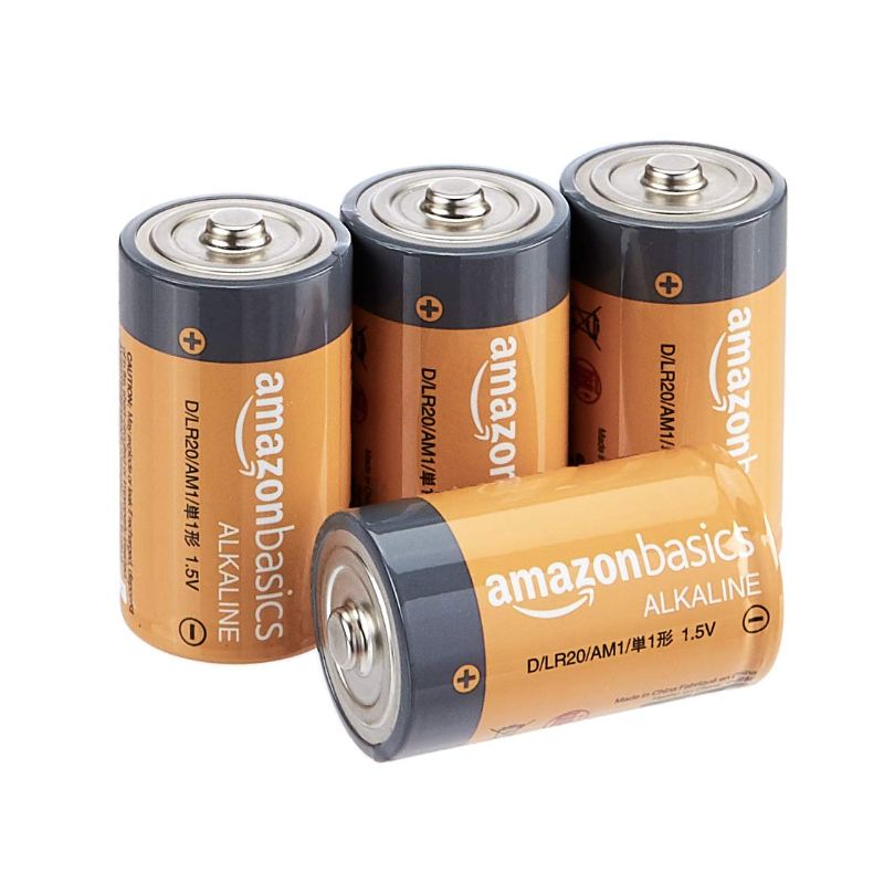 Photo 1 of Amazon Basics 4 Pack D Cell All-Purpose Alkaline Batteries, Easy to Open Value Pack 4 D Batteries PACK OF 2