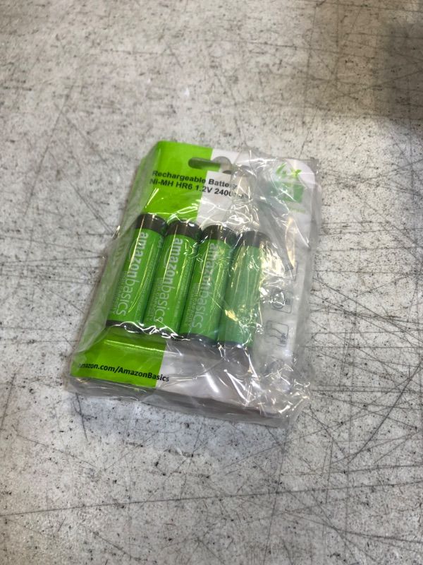Photo 1 of Amazon Basics 4-Pack Rechargeable AA NiMH High-Capacity Batteries, 2400 mAh, Recharge up to 400x Times, Pre-Charged 4 Count (Pack of 2)