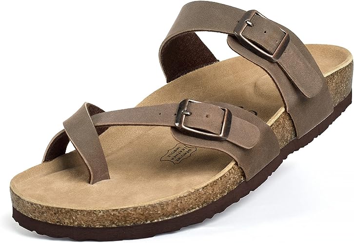 Photo 1 of FITORY Womens Leather Slide Sandals with Comfort Cork Footbed 8
